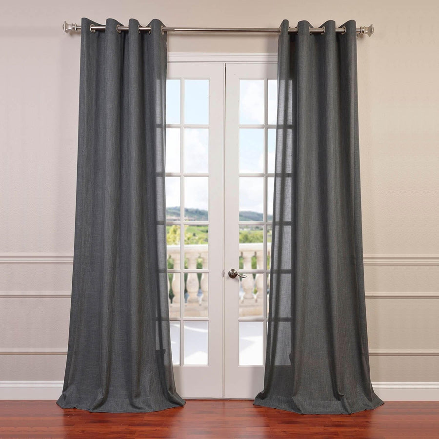 Phantom Grey Grommet Linen Blend Curtain