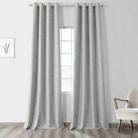 Millennial Grey Grommet Thermal Cross Linen Weave Blackout Curtain