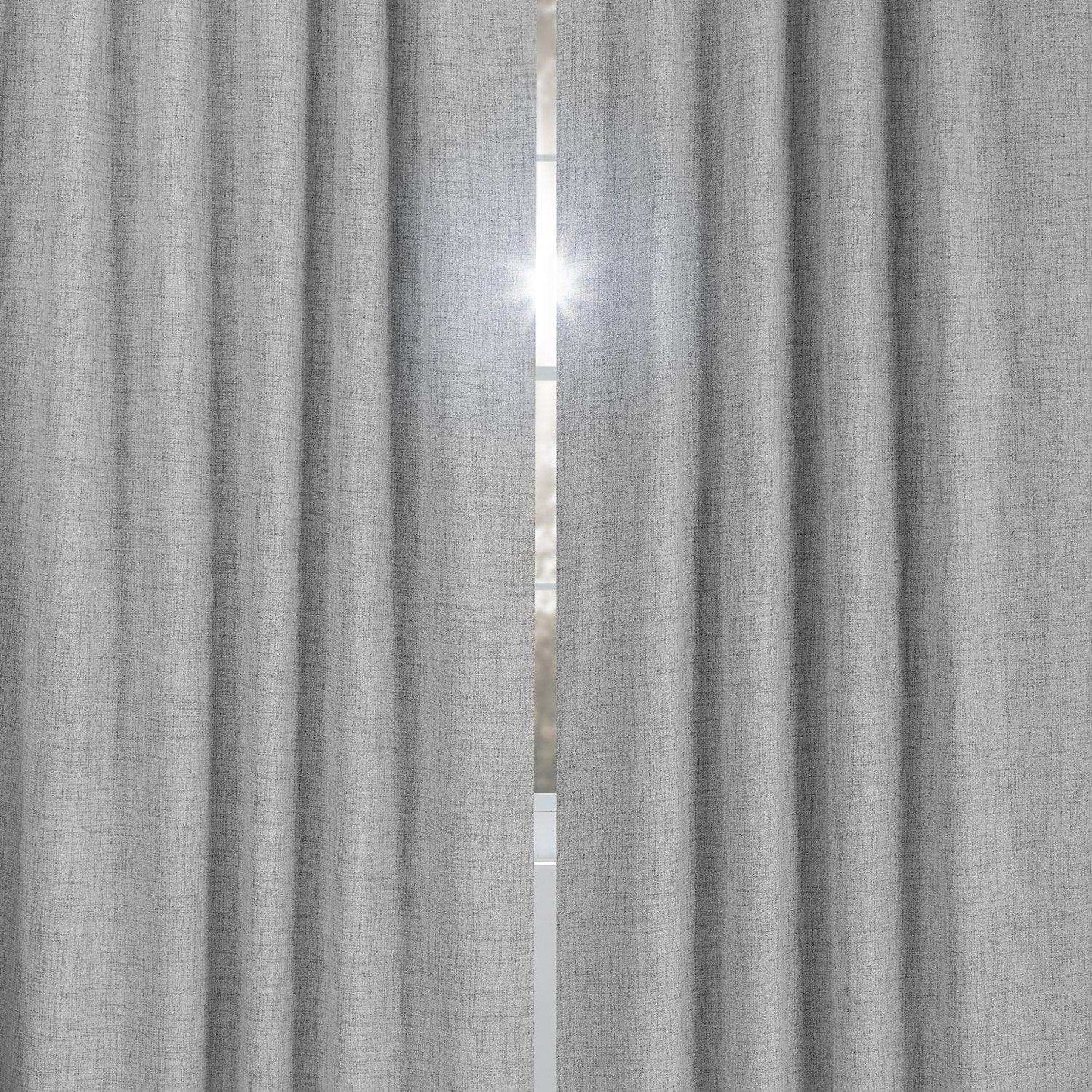 Millennial Grey Grommet Thermal Cross Linen Weave Blackout Curtain
