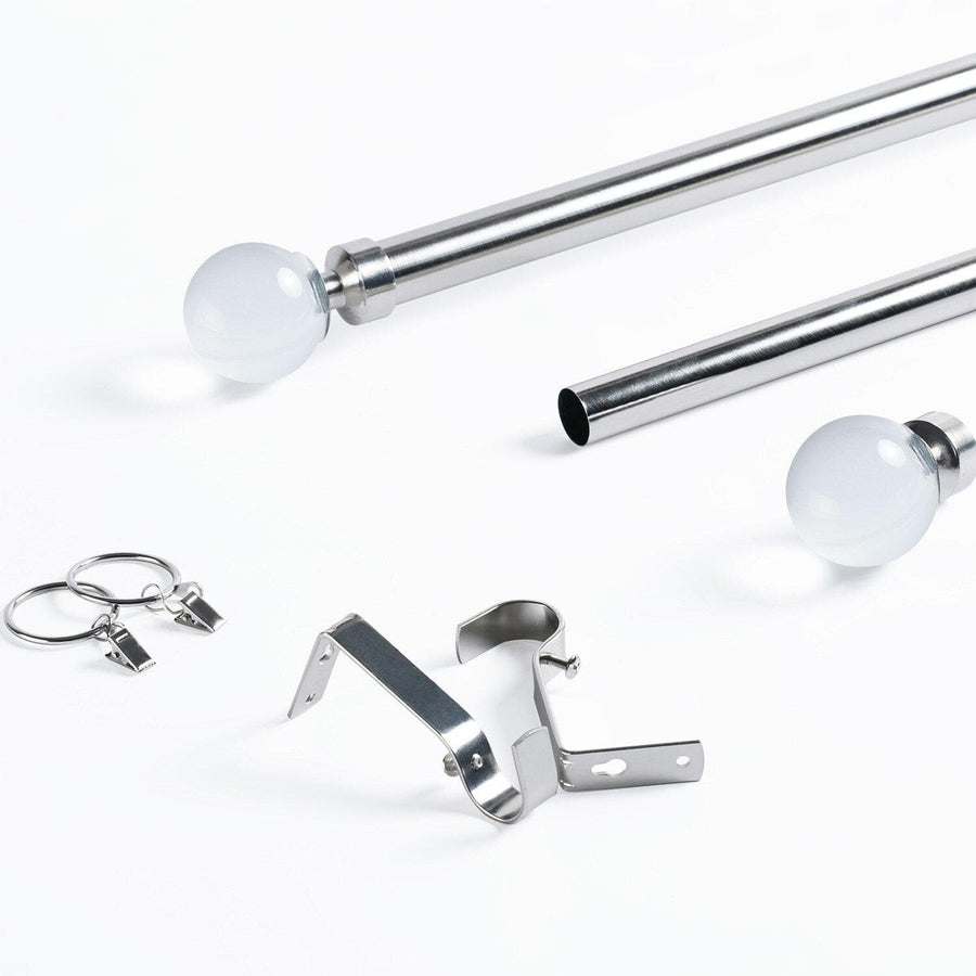 Glass Sphere Nickel Extendable Metal Rod Set - HalfPriceDrapes.com