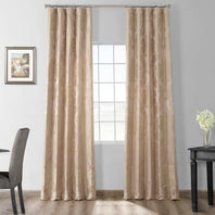 Magdelena Beige & Gold Faux Silk Jacquard Curtain