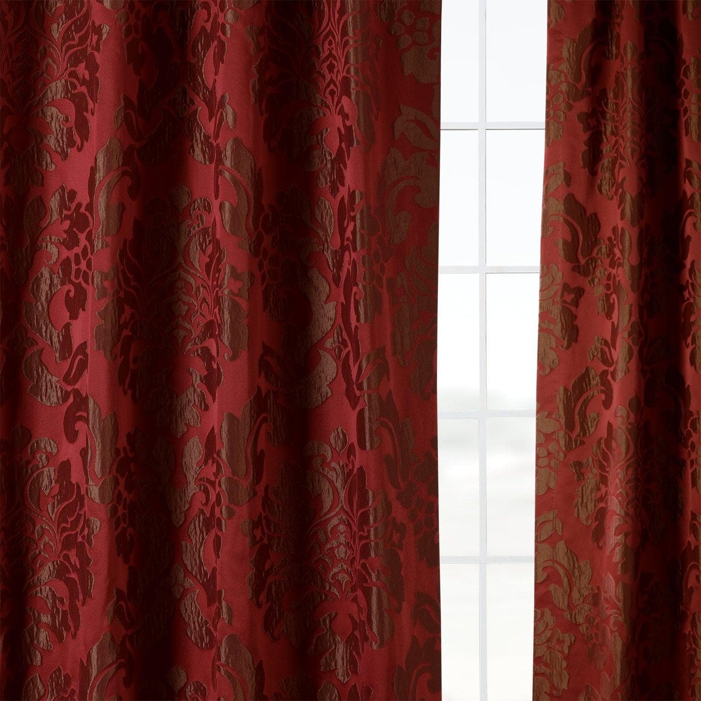 Astoria Red & Bronze Faux Silk Jacquard Curtain - HalfPriceDrapes.com