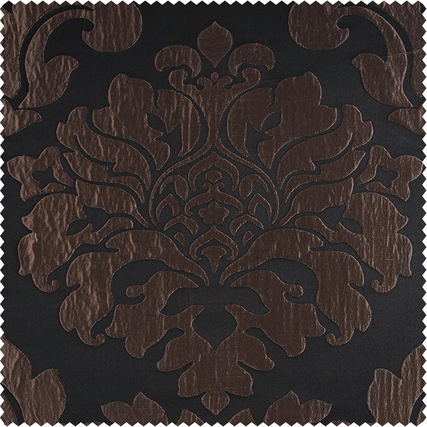 Magdelena Black & Copper Faux Silk Jacquard Swatch - HalfPriceDrapes.com