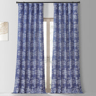 Sequoia Cobalt Blue Faux Silk Jacquard Curtain
