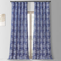 Sequoia Cobalt Blue Faux Silk Jacquard Curtain