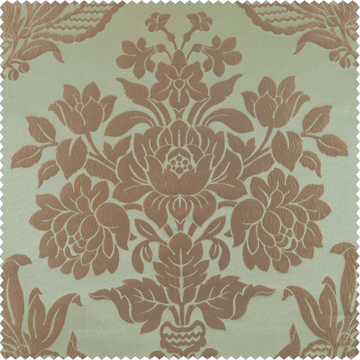 Magdelena Jade & Gold Faux Silk Jacquard Custom Curtain - HalfPriceDrapes.com