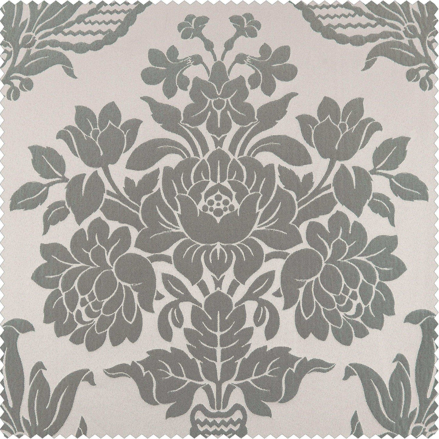 Magdelena Silver & Blue Faux Silk Jacquard Custom Curtain - HalfPriceDrapes.com