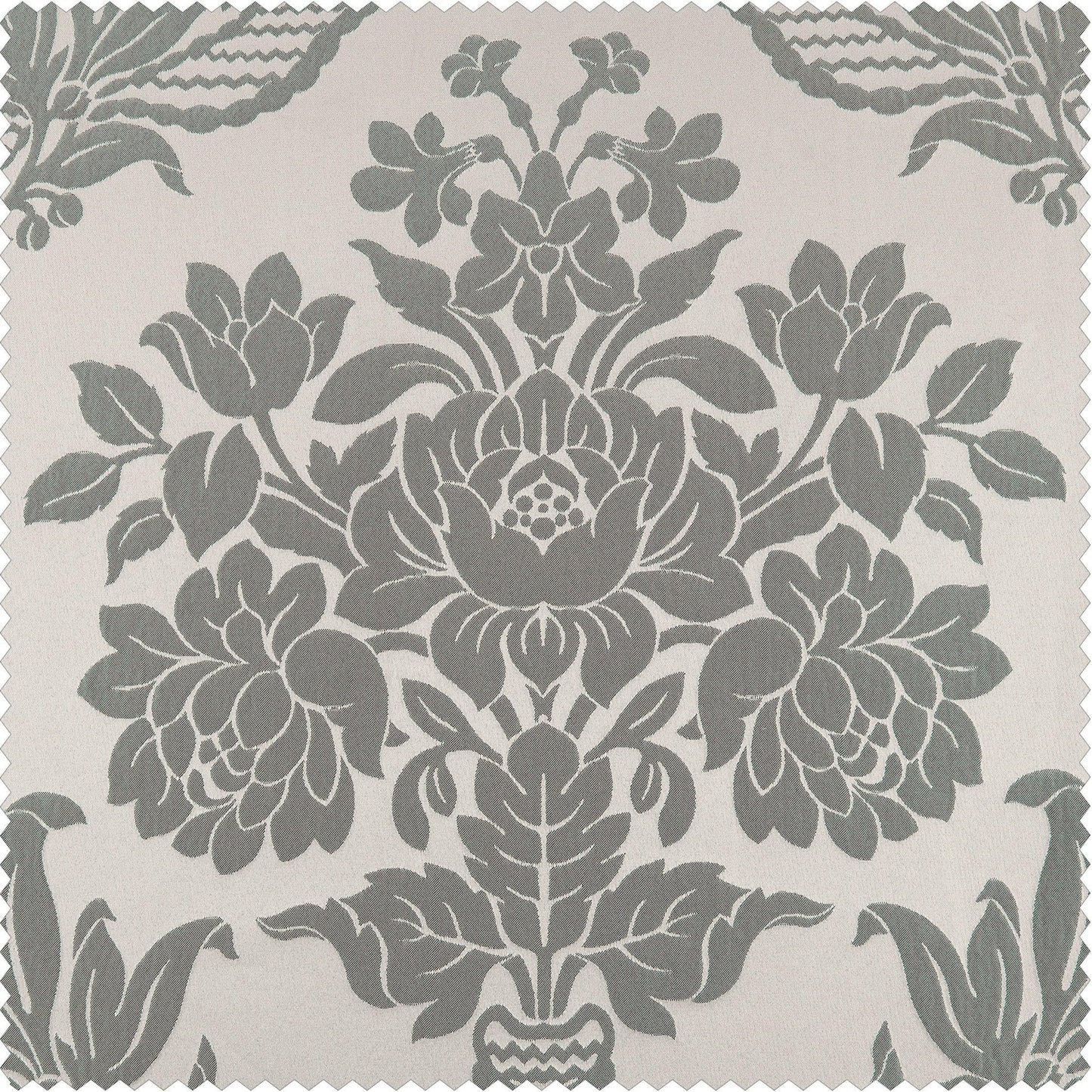 Magdelena Silver & Blue Faux Silk Jacquard Custom Curtain - HalfPriceDrapes.com