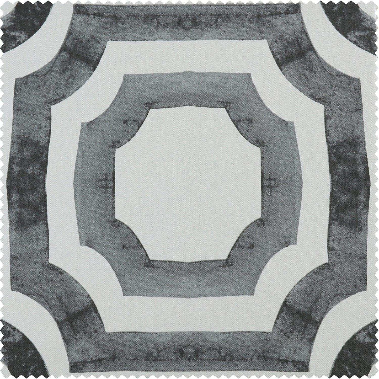 Mecca Steel Printed Cotton Custom Curtain - HalfPriceDrapes.com