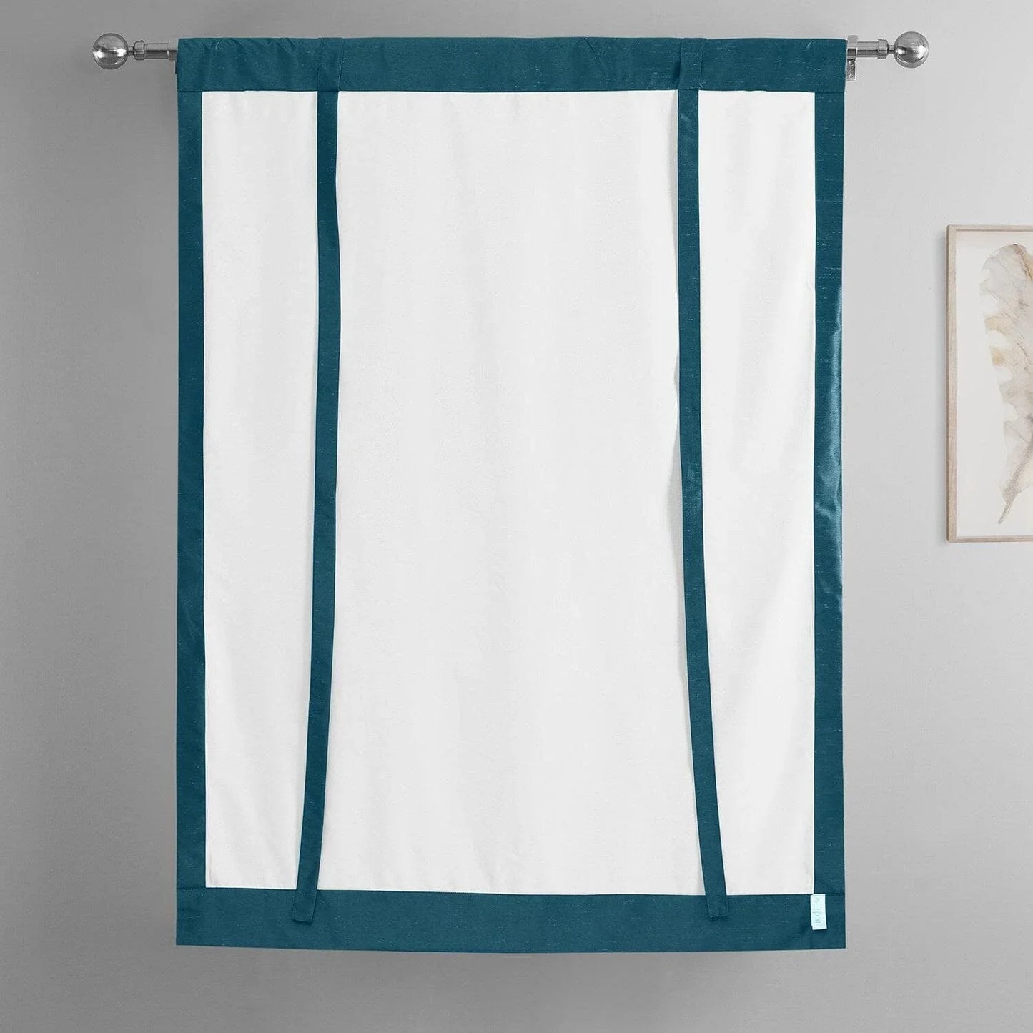 Oceanside Blue Vintage Textured Faux Dupioni Silk Tie-Up Window Shade