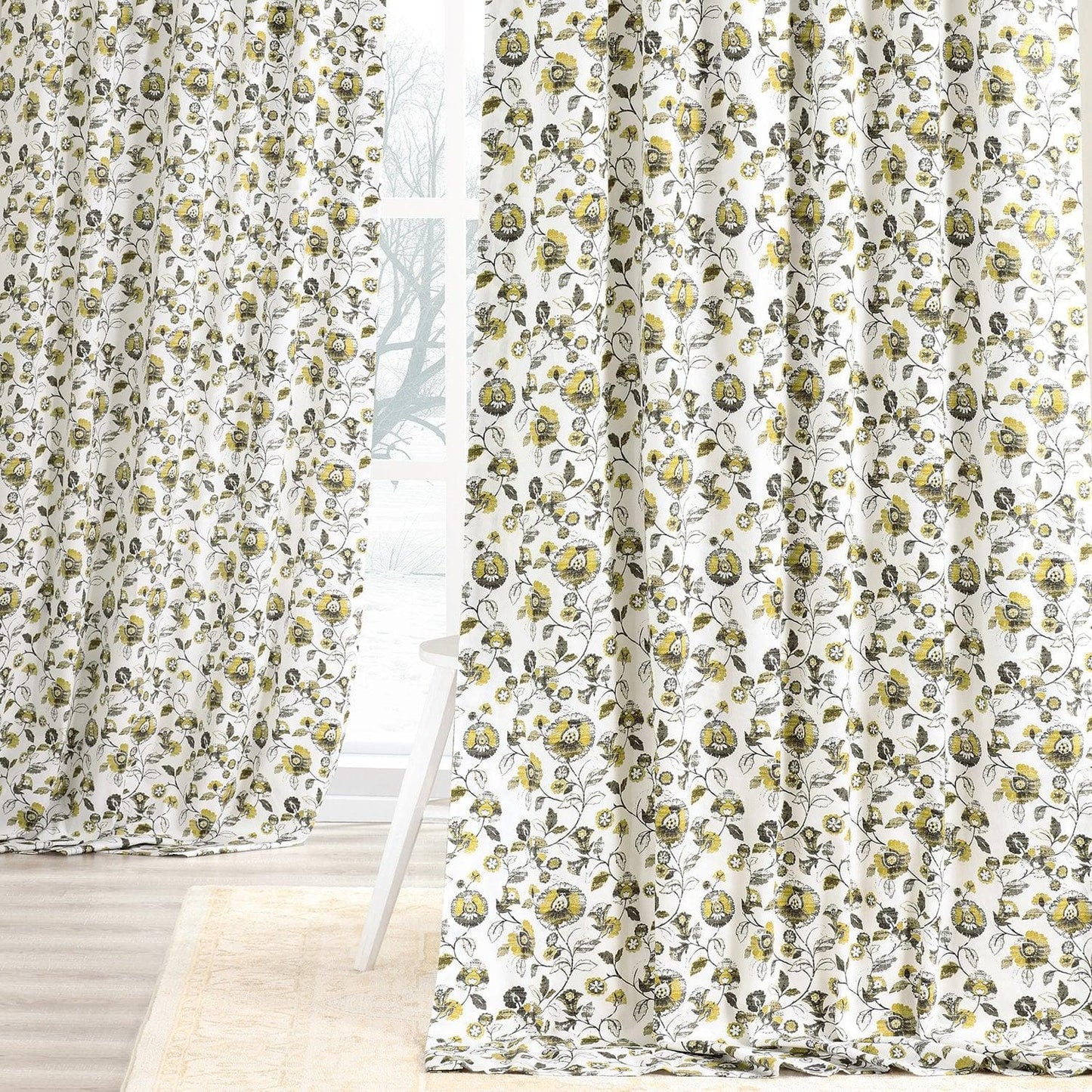 Madison Gold & Grey Digital Printed Cotton Twill Curtain