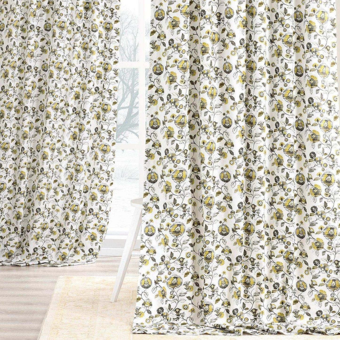 Madison Gold & Grey Digital Printed Cotton Twill Curtain