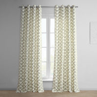 Illusions Silver Grey Grommet Printed Cotton Curtain - HalfPriceDrapes.com