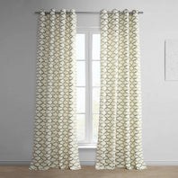 Illusions Silver Grey Grommet Printed Cotton Curtain - HalfPriceDrapes.com