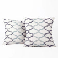 Illusion Aqua Blue Printed Cotton Cushion Covers - Pair (2 pcs.)