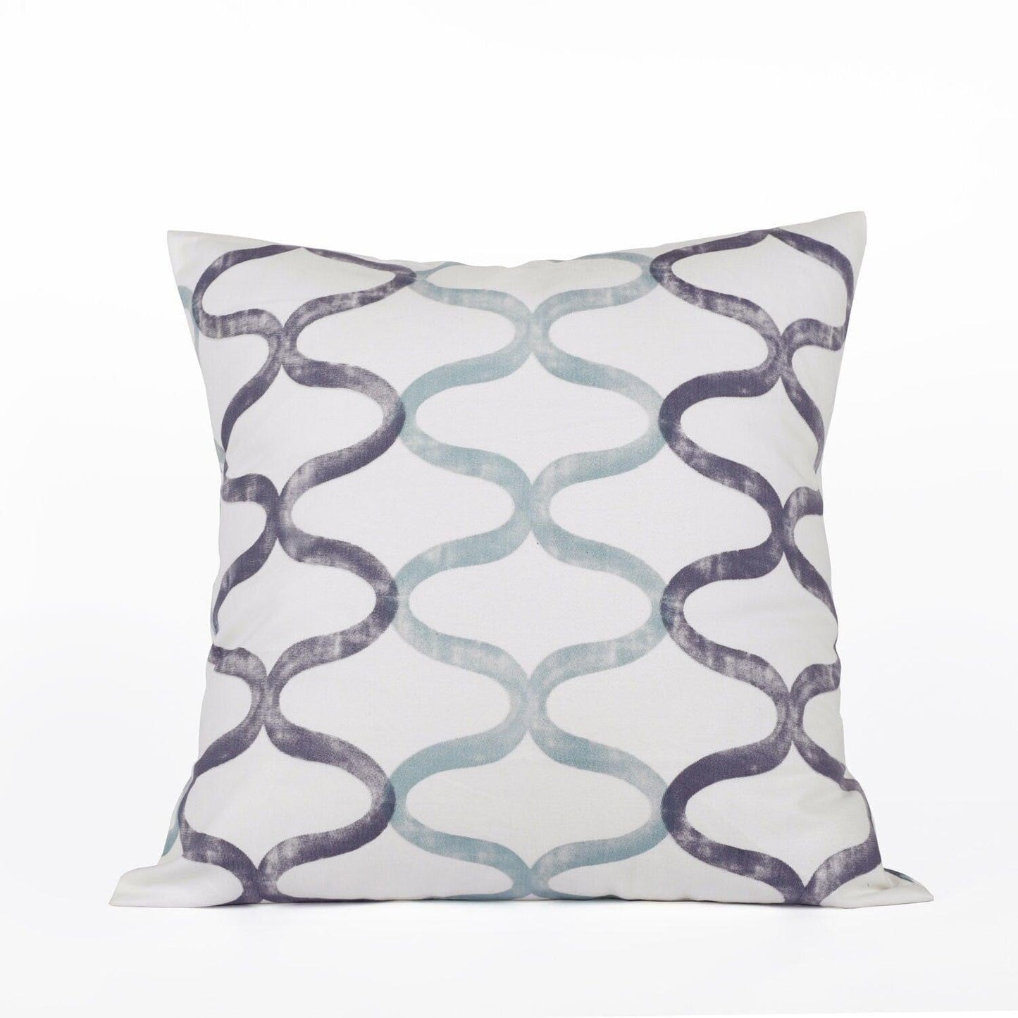 Illusion Aqua Blue Printed Cotton Cushion Covers - Pair (2 pcs.)