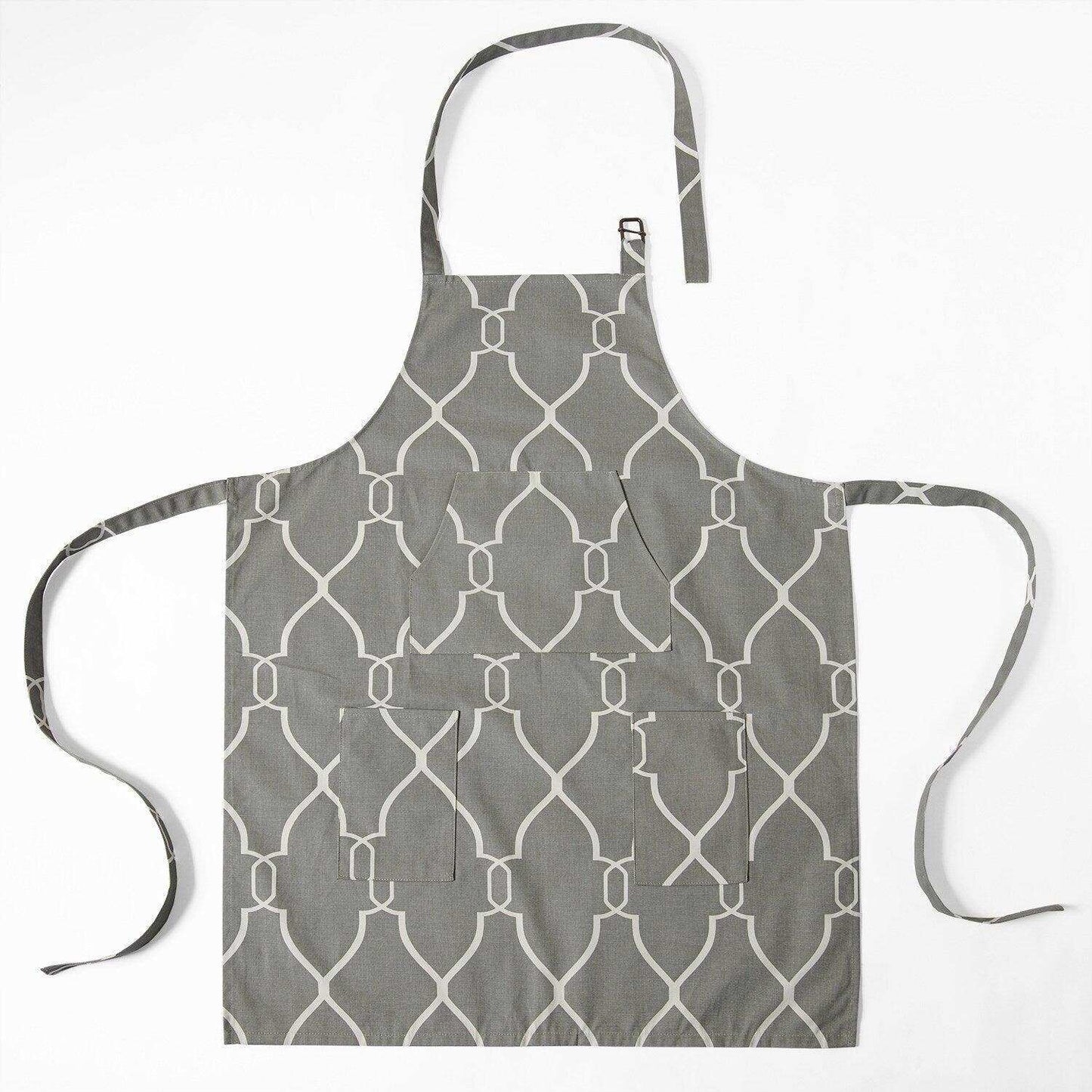 Aiden Grey Printed Cotton Apron - HalfPriceDrapes.com