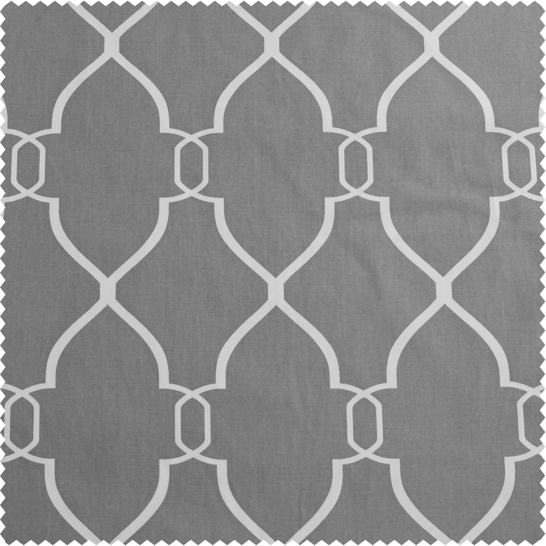 Aiden Grey Geometric Printed Cotton Room Darkening Curtain