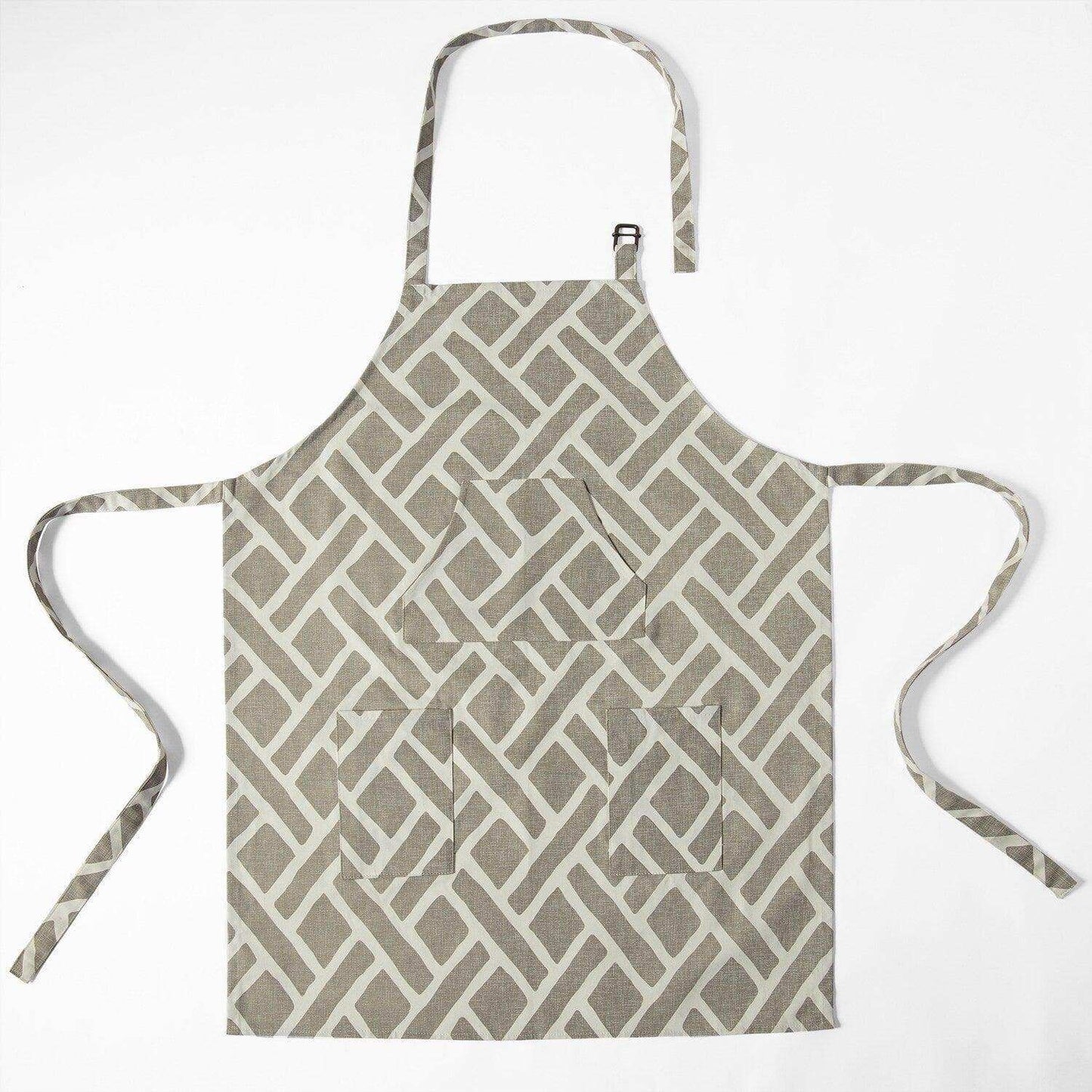 Martinique Taupe Printed Cotton Apron - HalfPriceDrapes.com