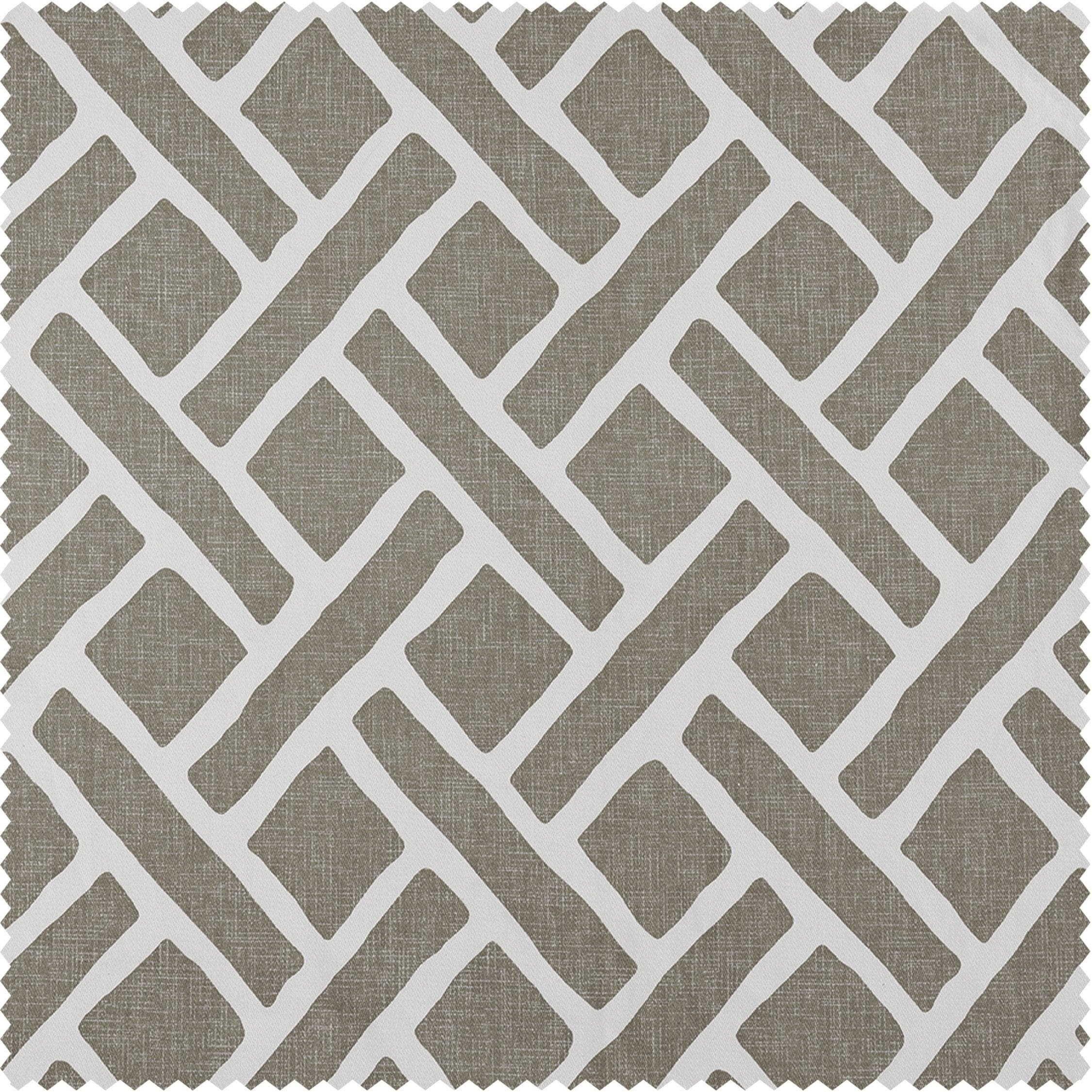 Martinique Taupe Geometric Printed Cotton Cushion Covers - Pair