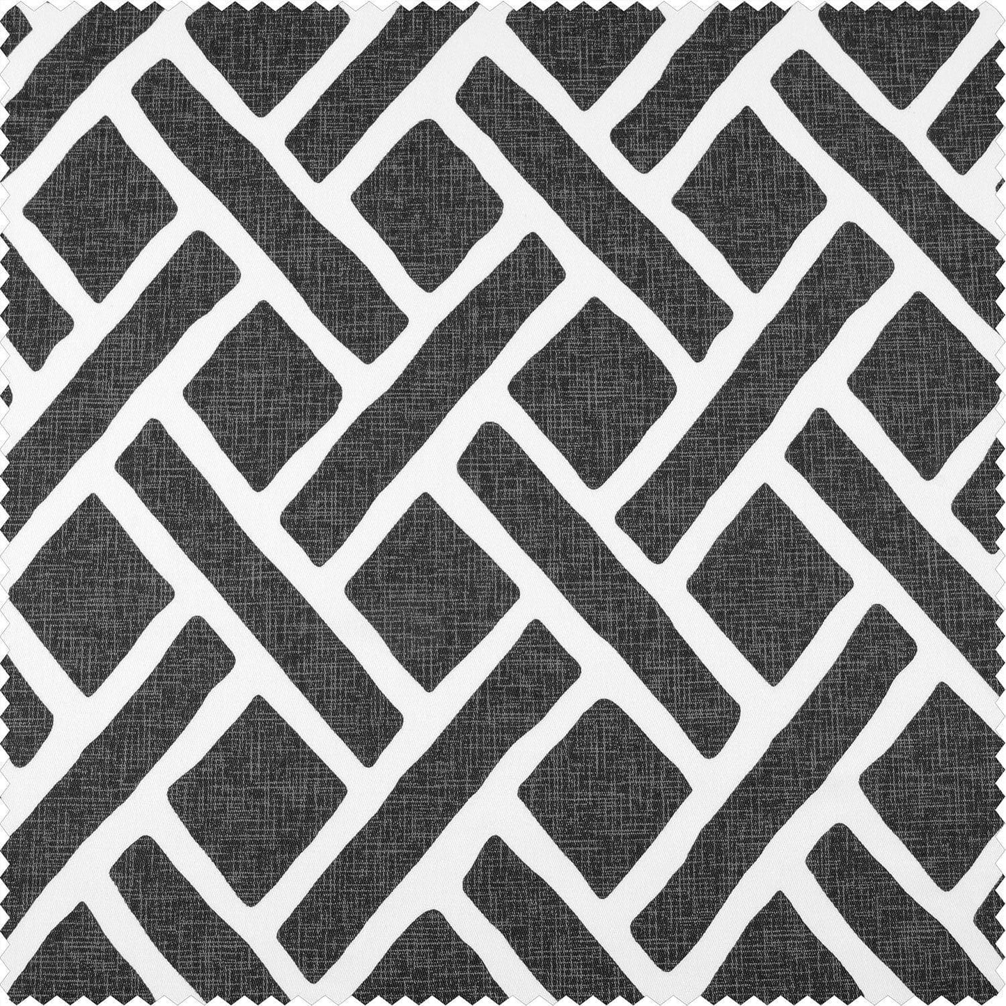 Martinique Black Printed Cotton Swatch - HalfPriceDrapes.com