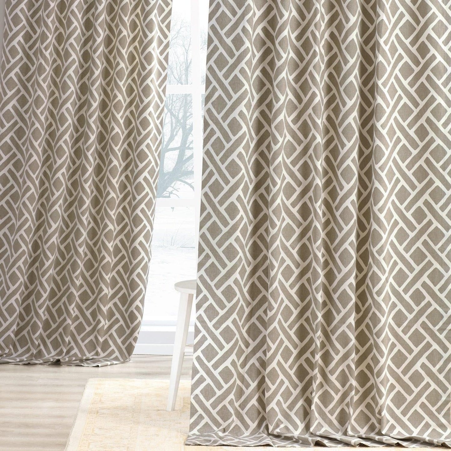 Martinique Taupe Printed Cotton Curtain - HalfPriceDrapes.com
