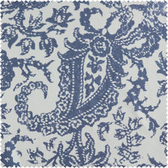 Edina Washed Blue Paisley Printed Cotton Custom Curtain
