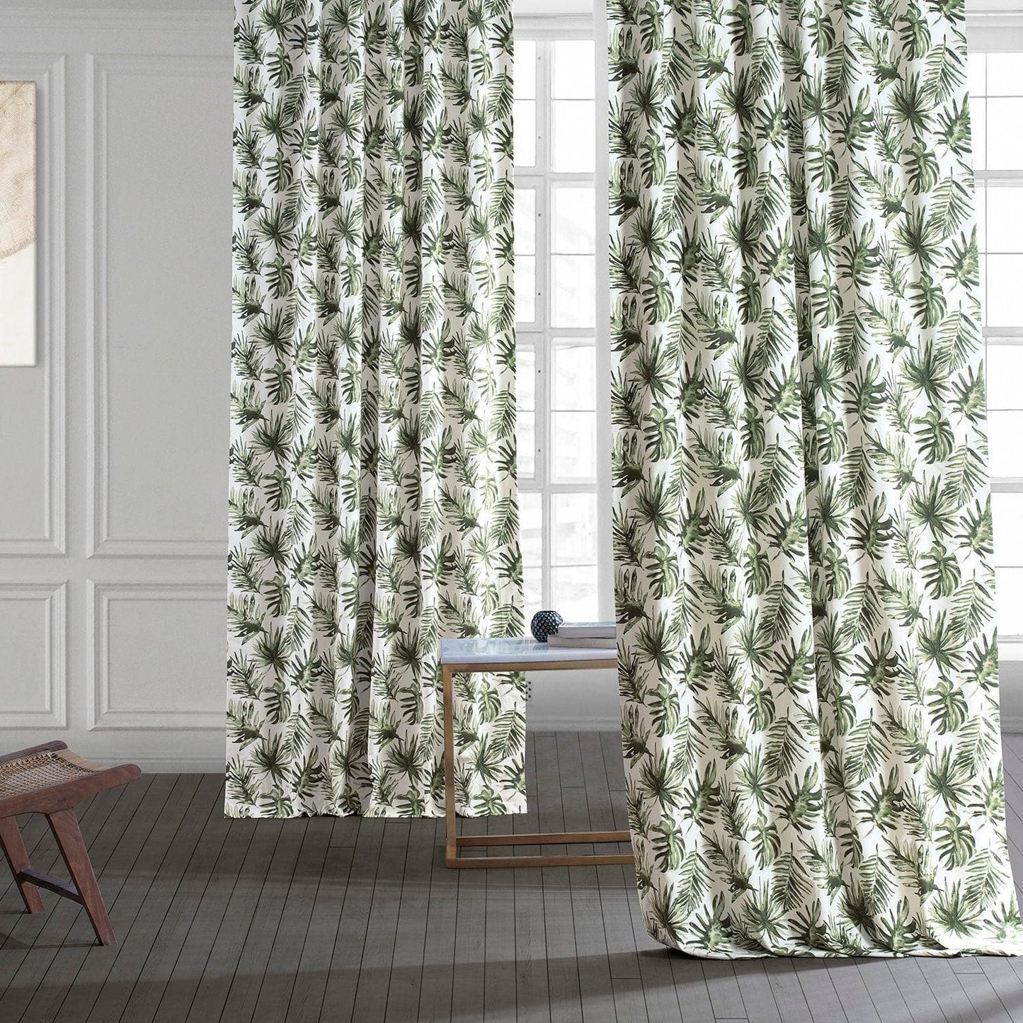 Artemis Olive Printed Cotton Curtain - HalfPriceDrapes.com
