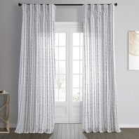 Sharkskin Black Striped Printed Cotton Curtain - HalfPriceDrapes.com