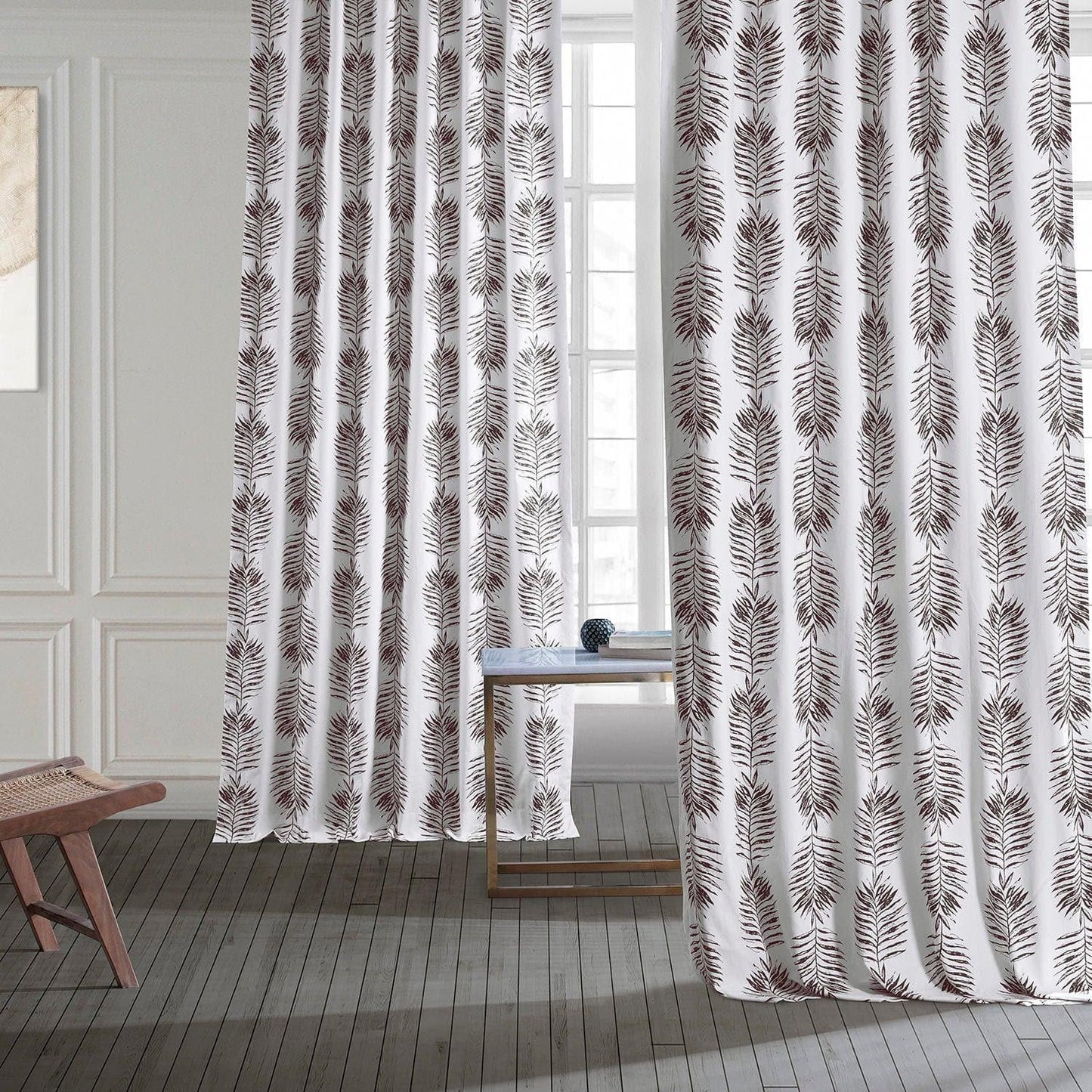 Sago Nut Brown Printed Cotton Curtain - HalfPriceDrapes.com