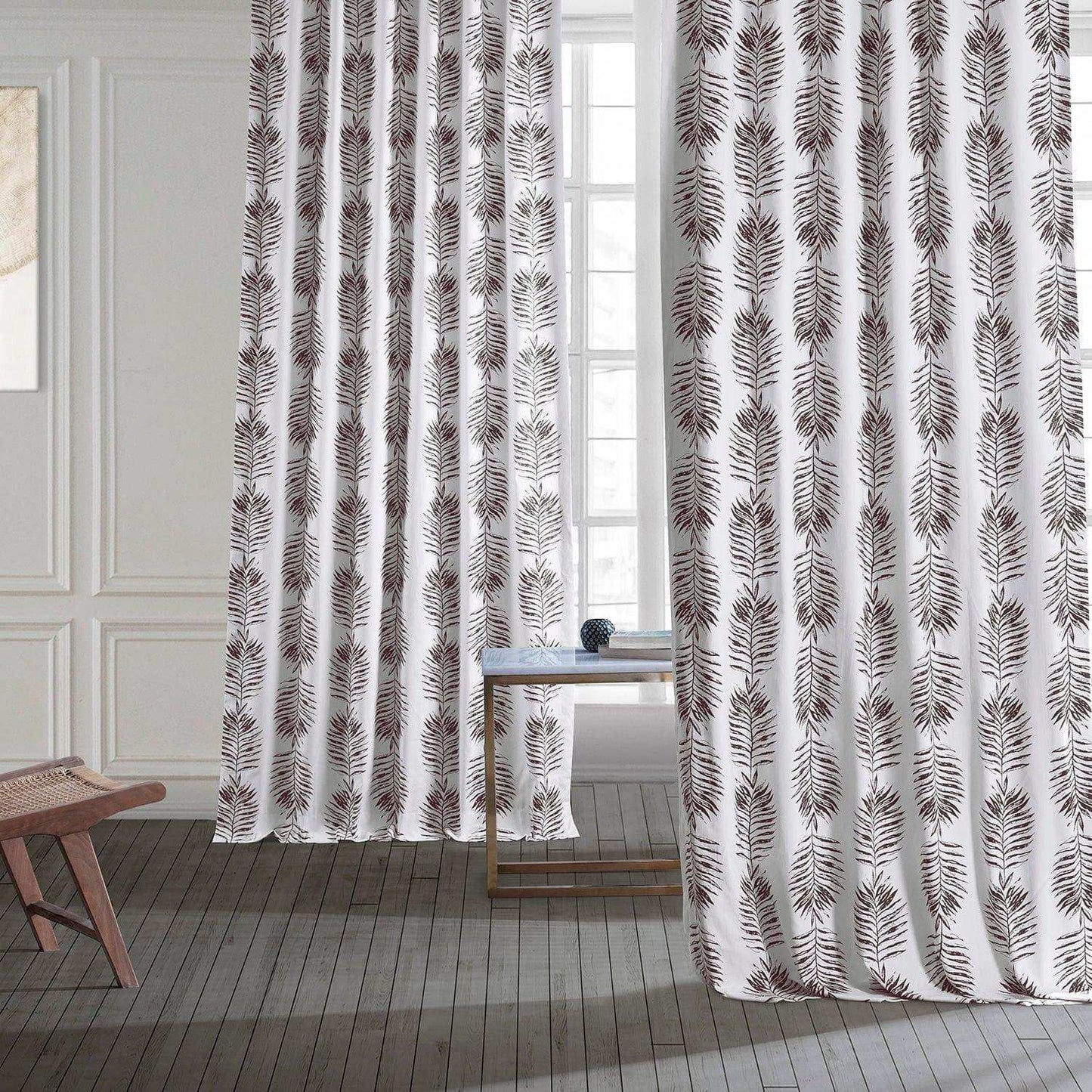 Sago Nut Brown Printed Cotton Curtain - HalfPriceDrapes.com
