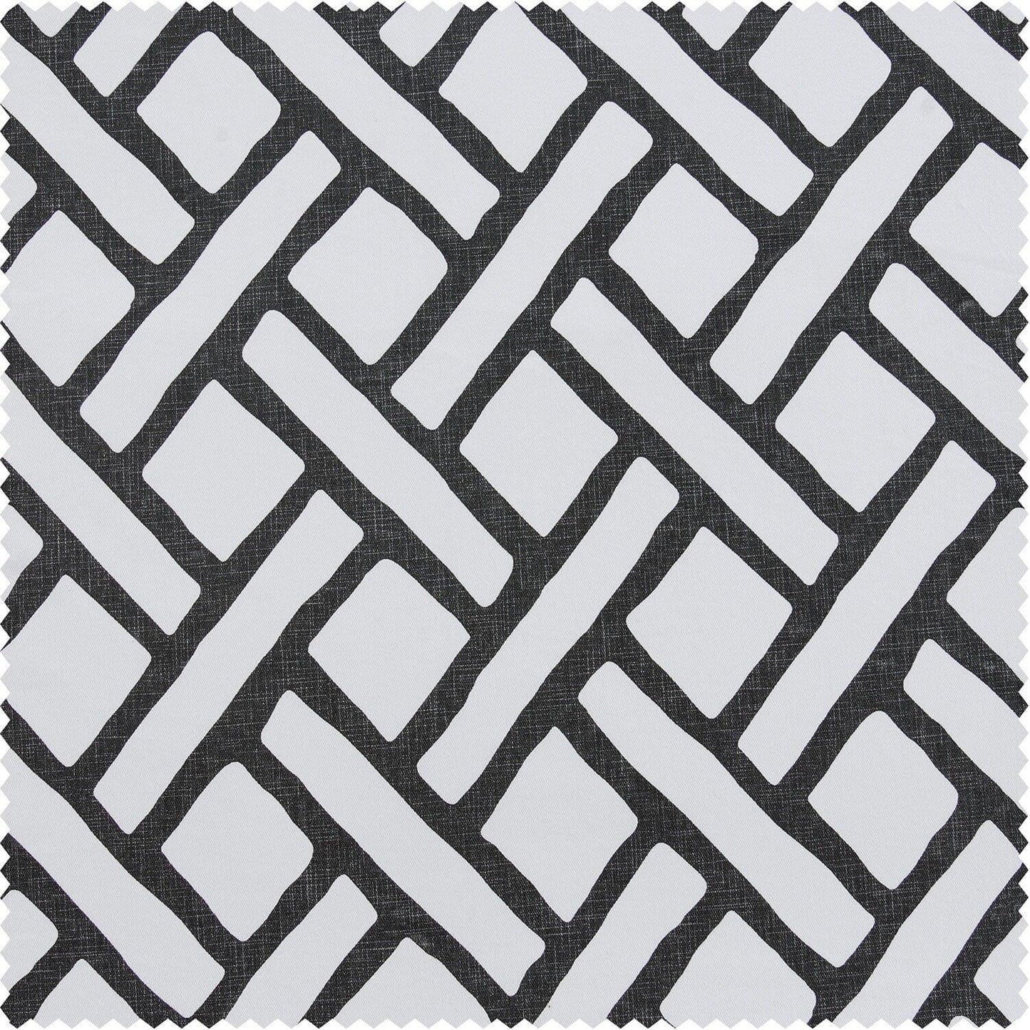 Garden Path Black Printed Cotton Curtain Swatch - HalfPriceDrapes.com