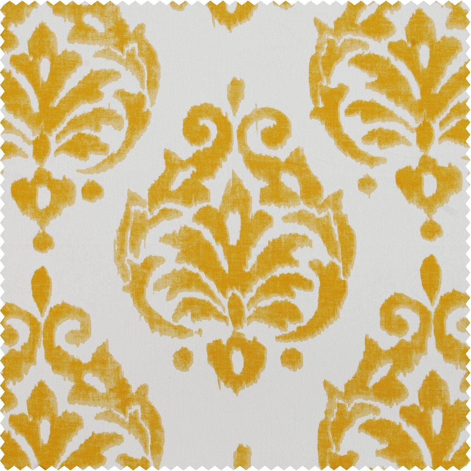 Sandlewood Gold Damask French Pleat Printed Cotton Room Darkening Curtain