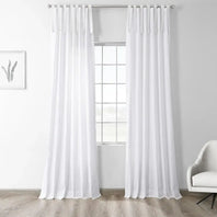 Whisper White Tie-Top Solid Cotton Curtain