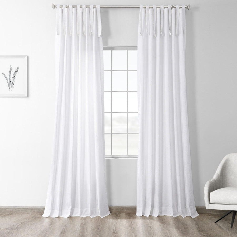 Whisper White Tie-Top Solid Cotton Curtain
