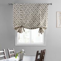 Martinique Taupe Printed Cotton Tie-Up Window Shade - HalfPriceDrapes.com