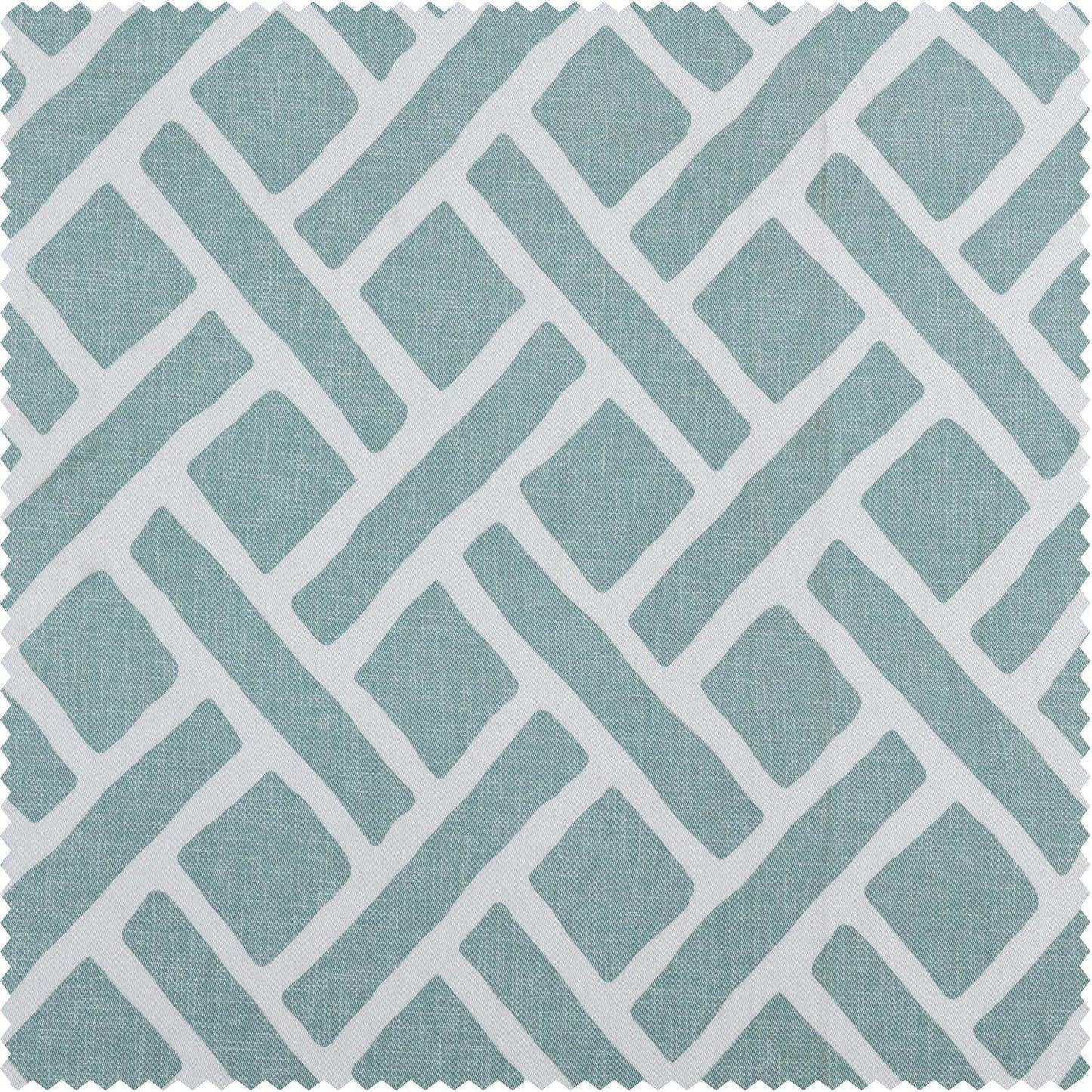 Martinique Aqua Printed Cotton Swatch - HalfPriceDrapes.com