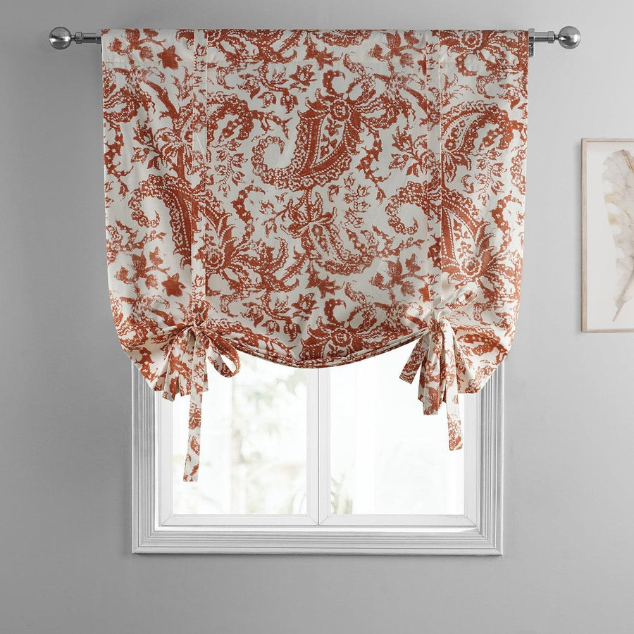 Edina Rust Printed Cotton Tie-Up Window Shade - HalfPriceDrapes.com