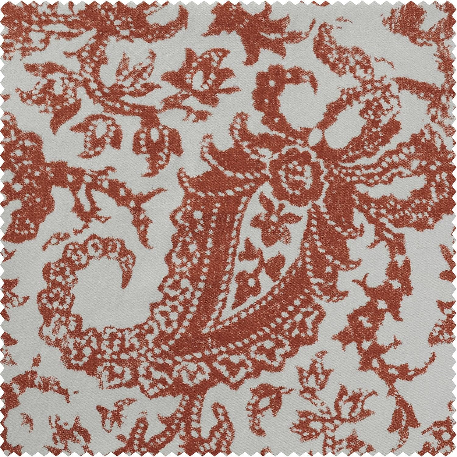 Edina Washed Rust Paisley Printed Cotton Custom Curtain