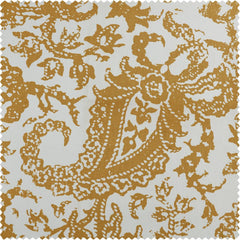 Edina Washed Mustard Paisley Printed Cotton Custom Curtain
