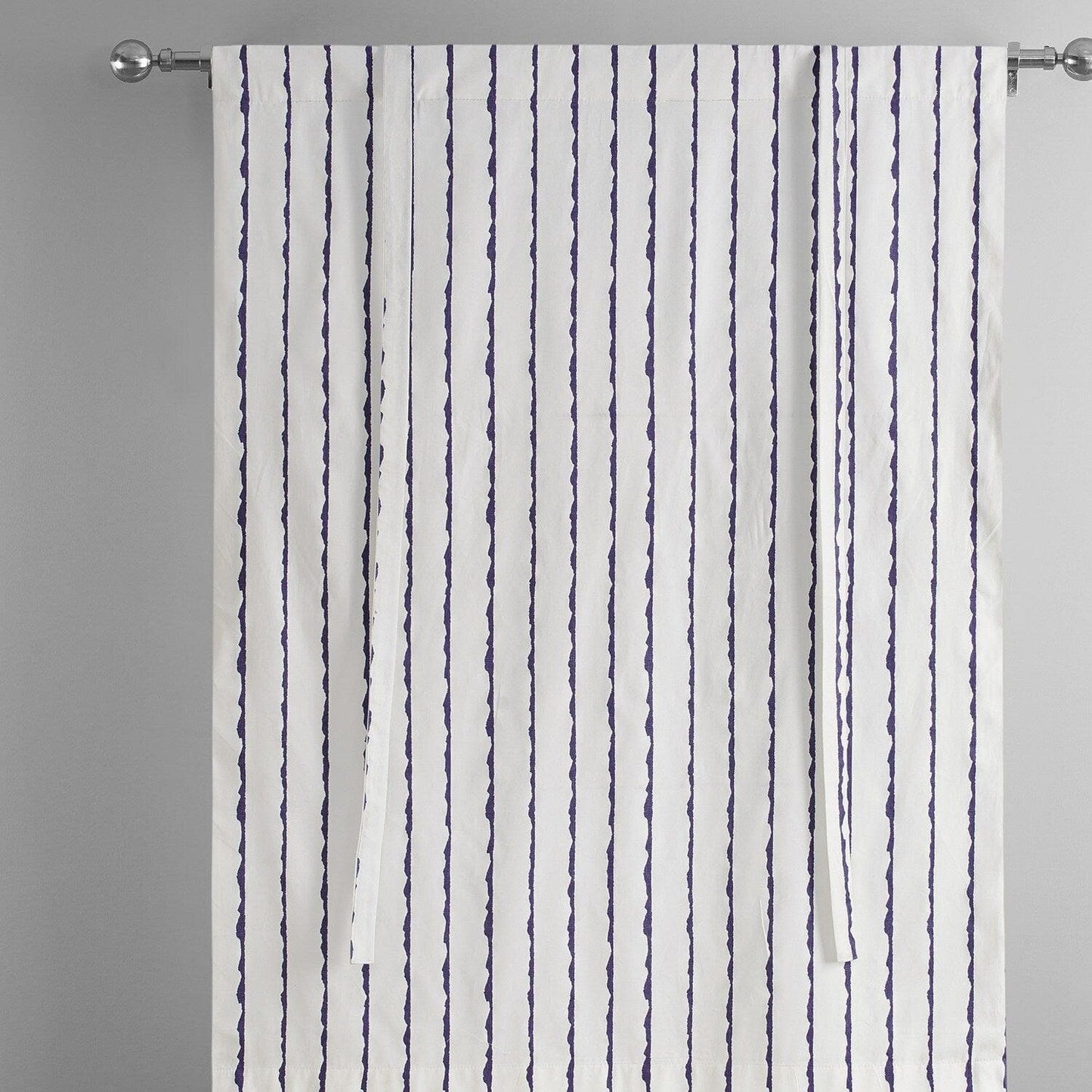 Sharkskin Blue Striped Printed Cotton Tie-Up Window Shade