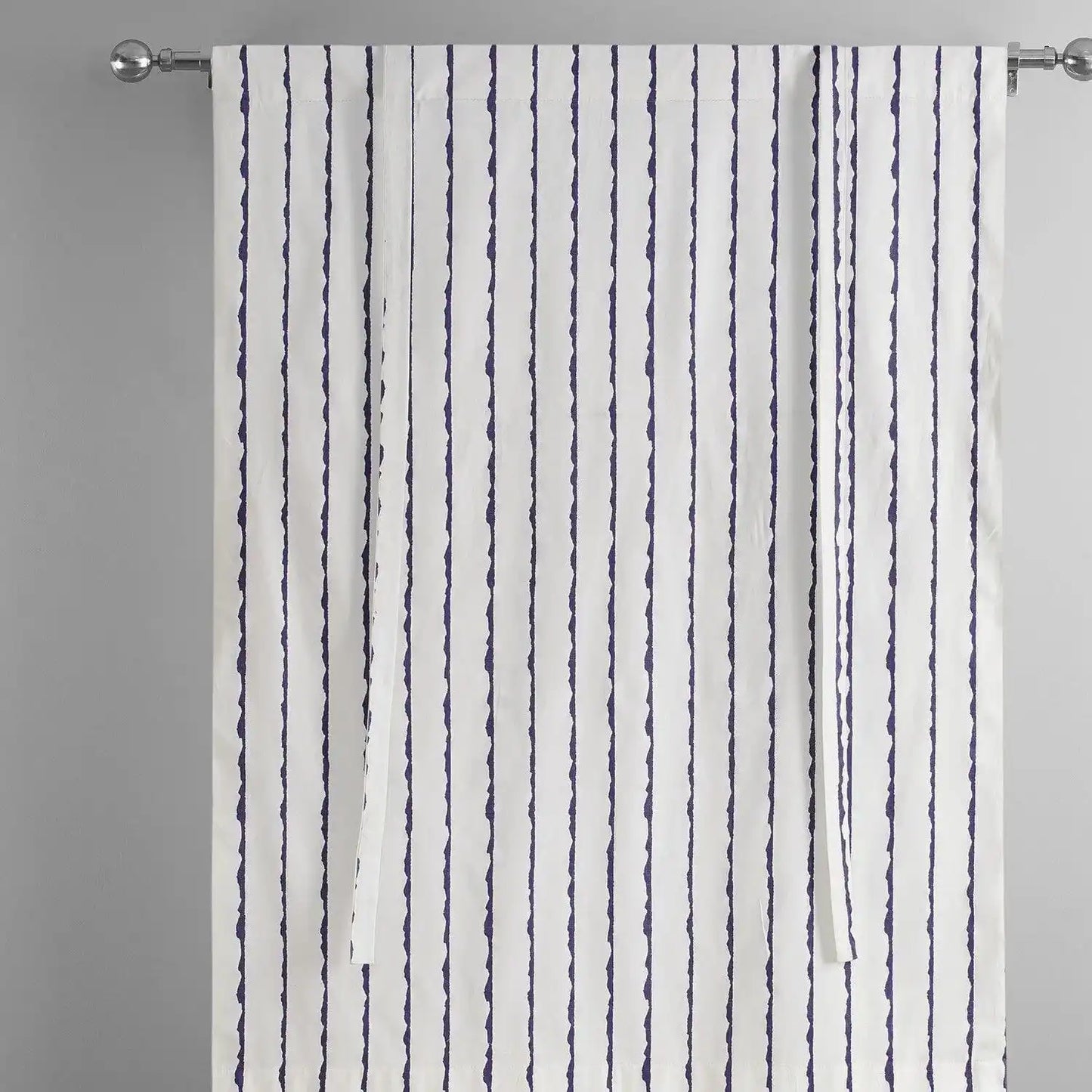 Sharkskin Blue Striped Printed Cotton Tie-Up Window Shade