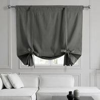 Millstone Grey Solid Cotton Tie-Up Window Shade