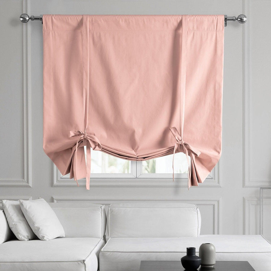 Lullaby Pink Solid Cotton Tie-Up Window Shade