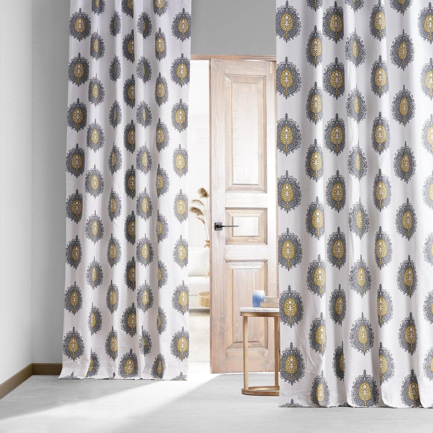 Mayan Teal Printed Cotton Hotel Blackout Curtain