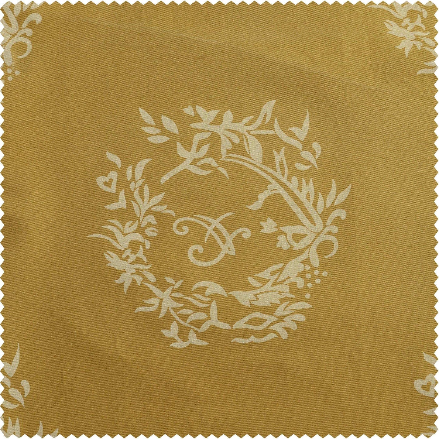 Isles Mustard Printed Cotton Swatch - HalfPriceDrapes.com