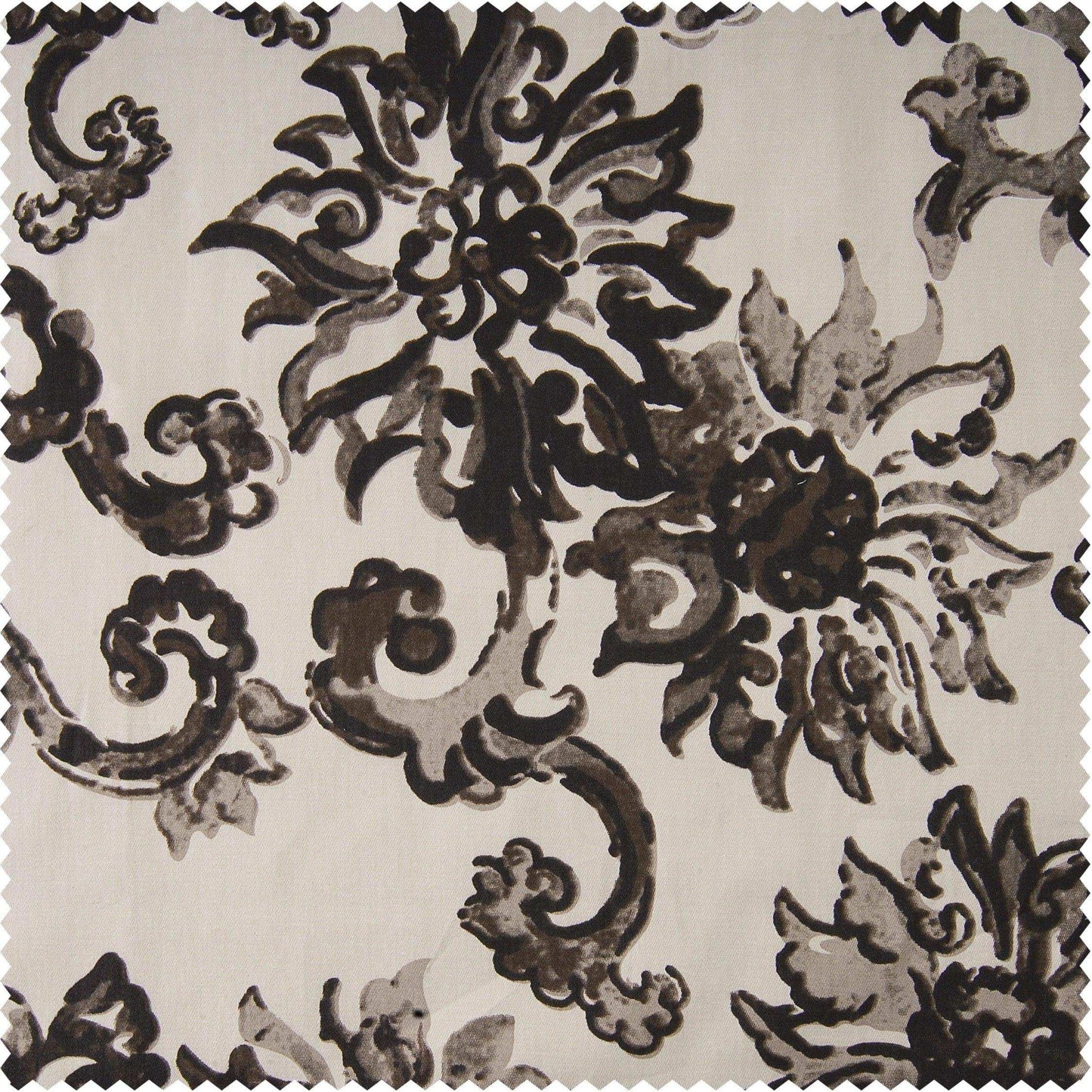 Indonesian Brown Printed Cotton Hotel Blackout Swatch - HalfPriceDrapes.com