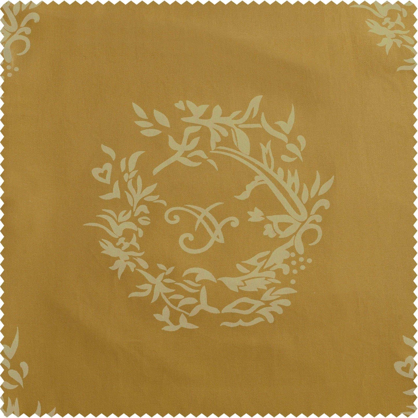 Isles Mustard Printed Cotton Swatch - HalfPriceDrapes.com