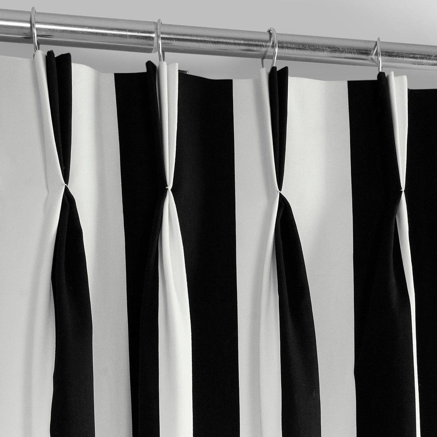 Cabana Black French Pleat Printed Cotton Curtain
