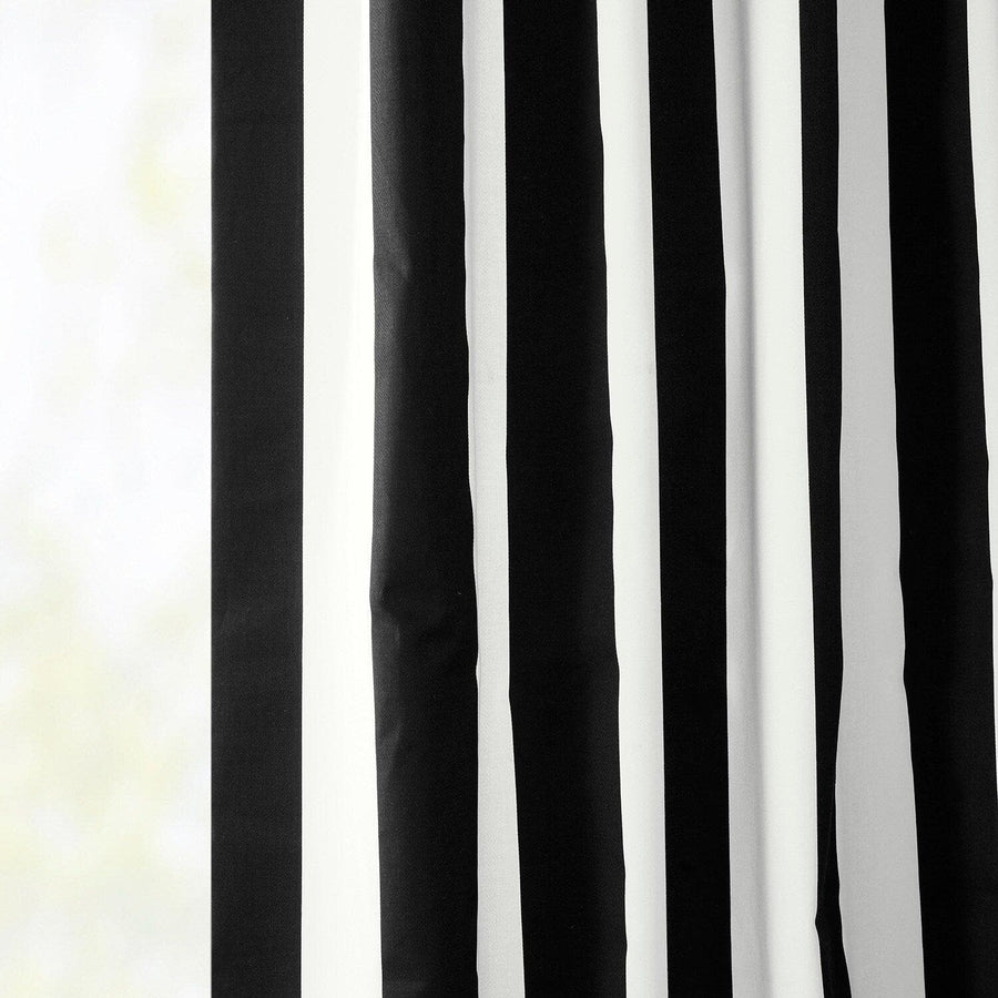 Cabana Black French Pleat Printed Cotton Curtain